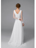 Ivory Chiffon Polka Dot Tulle Modern Wedding Dress